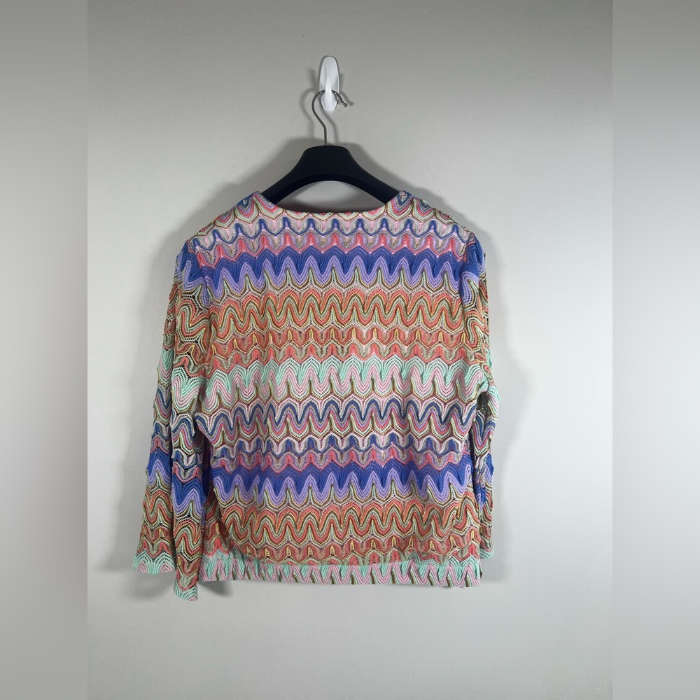 Boston Proper Color Surplice Flare Sleeve Boho Long Sleeve Blouse Size Large - Picture 5 of 8